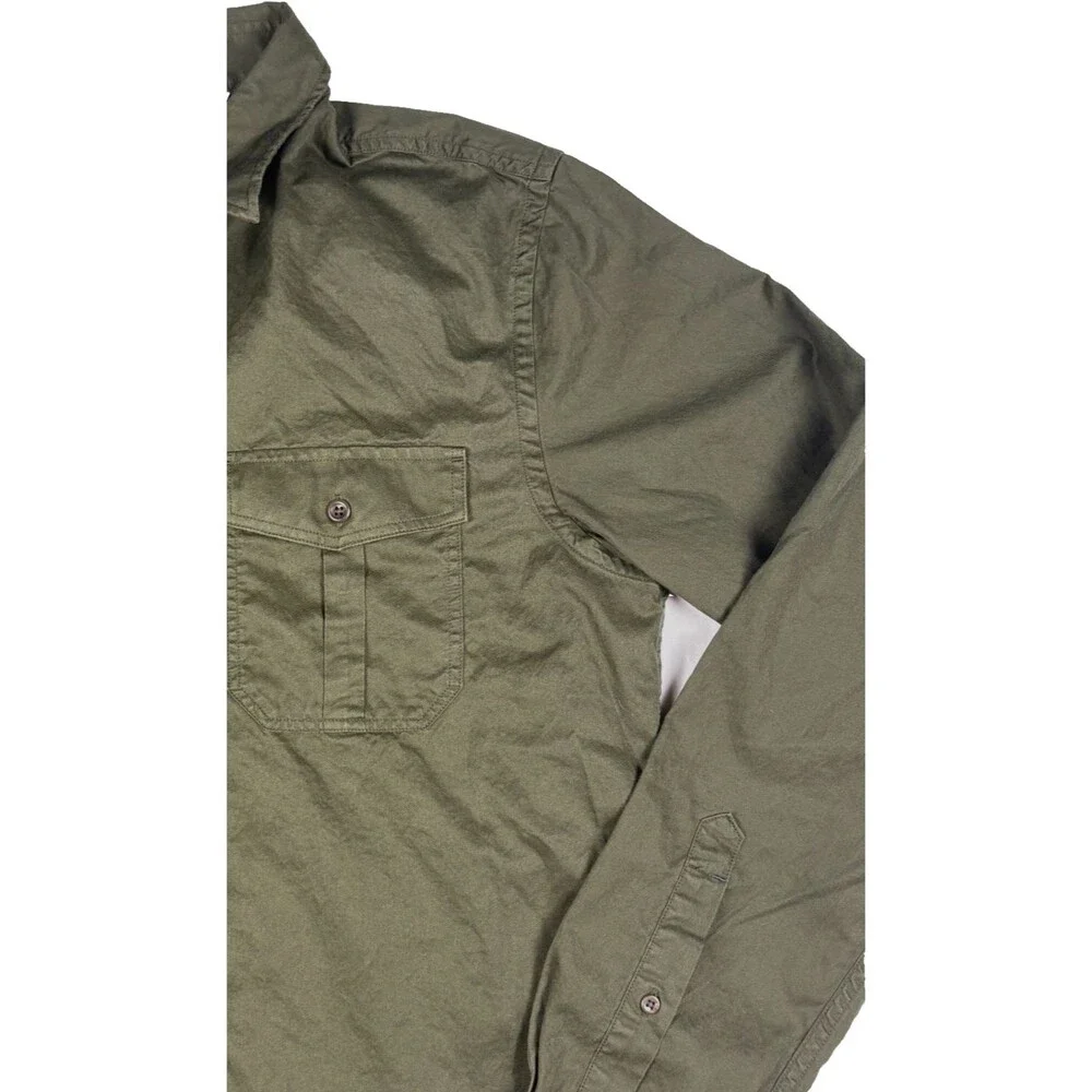 Banana Republic Military Utility Button Up Shirt Olive Green Mens Size Medium